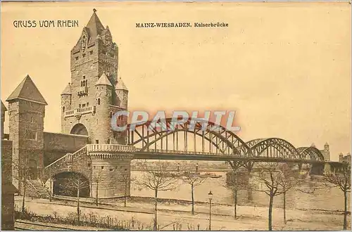 Ansichtskarte AK Gruss vom Rhein Mainz Wiesbaden Kaiserbrucke