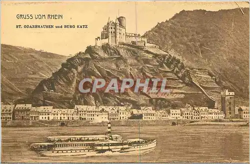 Cartes postales Gruss vom Rhein St Goarshausen und Burg Katz Bateau