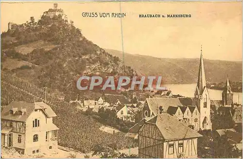 Cartes postales Gruss vom Rhein Braubach u Marksburg