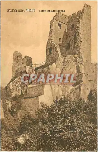 Ansichtskarte AK Gruss vom Rhein Ruine Drachenfels