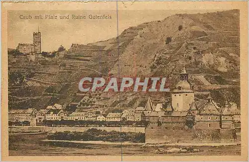 Ansichtskarte AK Caub mit Pfalz und Ruine Gutenfels