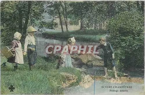 Cartes postales Scenes Champetres Passage difficile Enfants Folklore