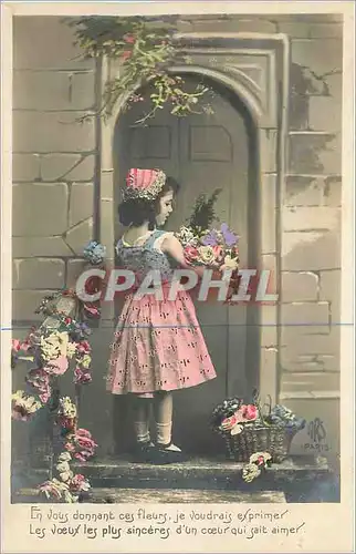 Cartes postales En vous donnant ces fleurs je voudrais exprime Enfant