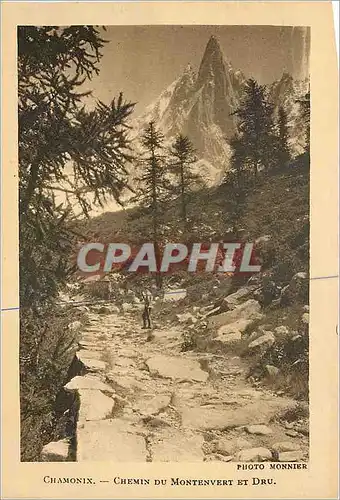 Cartes postales Chamonix Chemin du Montenvert et Dru