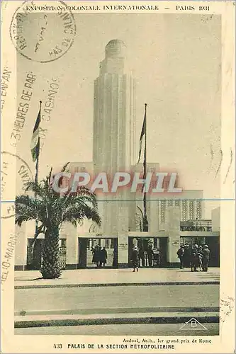 Cartes postales Paris Exposition Coloniale Internationale Palais de la Section Metropolitaine