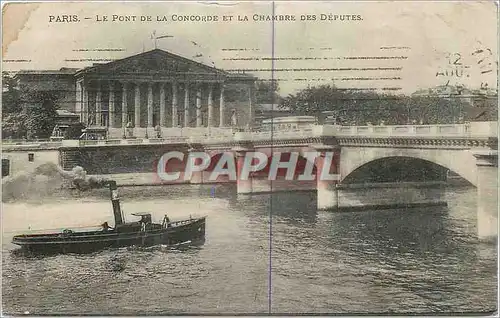 Cartes postales Paris Le Pont de la Concorde et la Chambre des Deputes Bateau