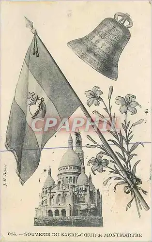 Cartes postales Souvenir du Sacre Coeur de Montmartre Cloche Drapeau