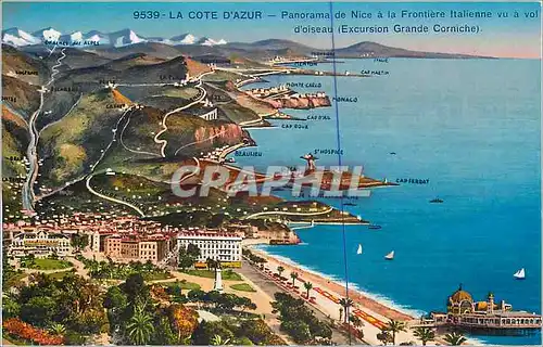 Cartes postales La Cote d'Azur Panorama de Nice a la Frontiere Italienne vu a vol d'oiseau