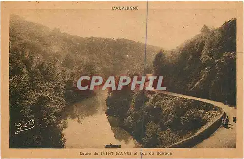 Cartes postales L'Auvergne Route de Saint Sauves et Lac du Barrage