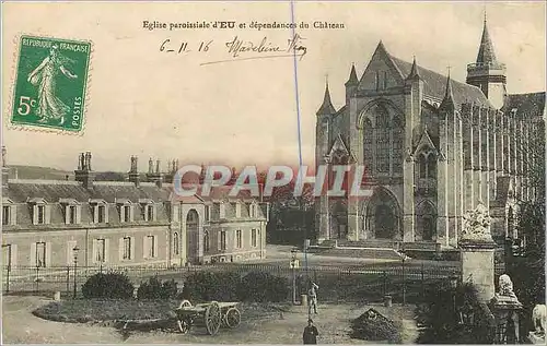 Cartes postales Eglise paroissiale d'Eu et dependances du Chateau