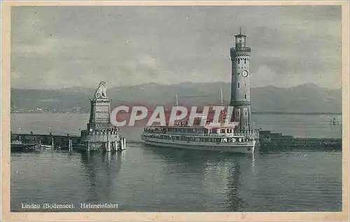 Ansichtskarte AK Lindau Bodensee Hafeneinfahrt Phare Bateau