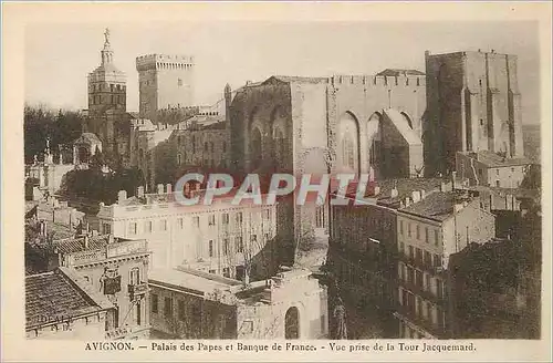 Cartes postales Avignon Palais des Papes et Banque de France Vue prise de la Tour Jacquemard