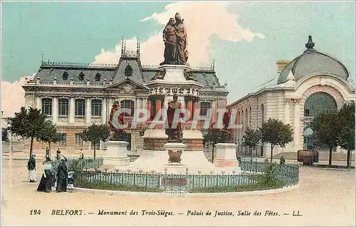 Ansichtskarte AK Belfort Monument des Trois Sieges Palais de Justice Salle des Fetes