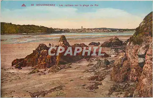 Ansichtskarte AK Douarnenez Les rochers sur la plage du Ris