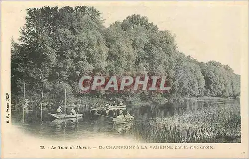 Cartes postales Le Tour de Marne De Champigny a La Varenne par la rive droite Barque Bateau