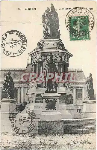 Cartes postales Belfort Monument des Trois Sieges