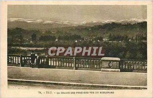 Cartes postales Pau La Chaine des Pyrenees vue du Boulevard