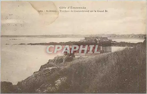 Cartes postales St Malo Tombeau de Chateaubriand sur le Grand Be