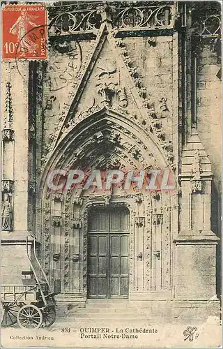 Ansichtskarte AK Quimper La Cathedrale Portail Notre Dame