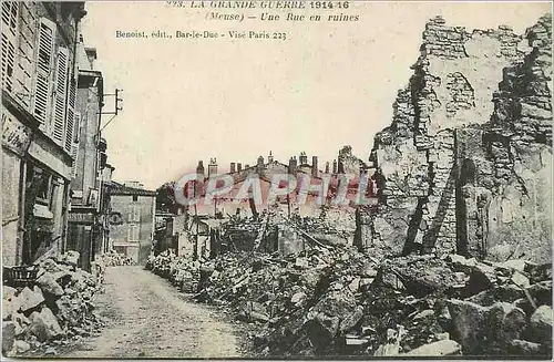 Cartes postales Meuse Une Rue en ruines Militaria