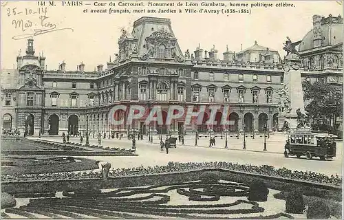 Ansichtskarte AK Paris Cour du Carrousel Monument de Leon Gambetta