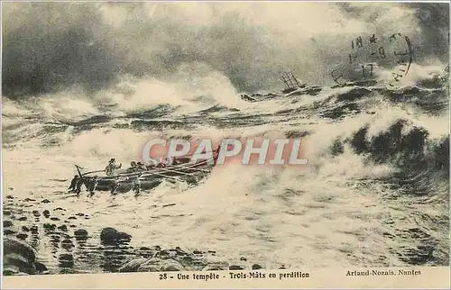 Cartes postales Une Tempete Trois Mats en perdition Bateaux