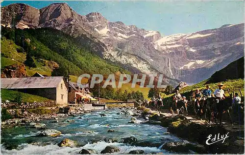 Cartes postales moderne Gavarnie Le Cirque le Gave et la Chaumiere Ane mule