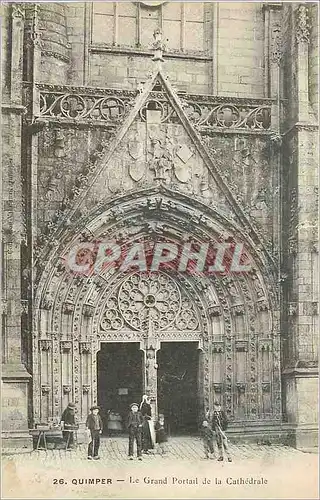Ansichtskarte AK Quimper Le Grand Portail de la Cathedrale