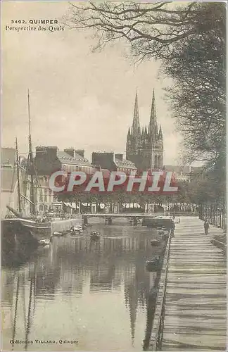 Ansichtskarte AK Quimper Perspective des Quais Bateau