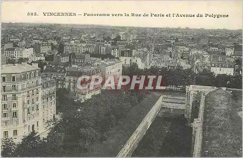 Cartes postales Vincennes Panorama vers la Rue de Paris et l'Avenue du Polygone