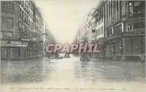 Cartes postales Inondations de Paris Janvier La Rue du Faubourg Saint Antoine