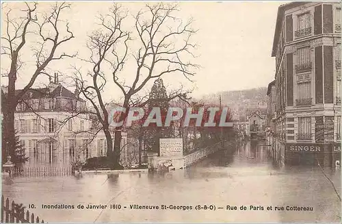 Cartes postales Villeneuve St Georges S O Rue de Paris et rue Cottereau
