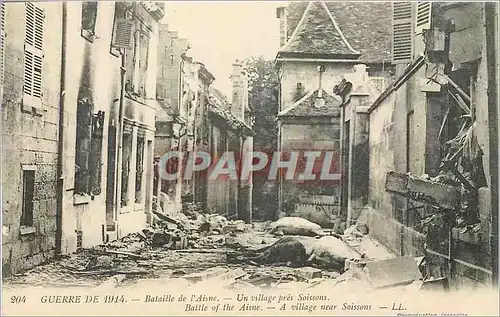 Cartes postales Bataille de l'Aisne Un village pres Soissons Militaria