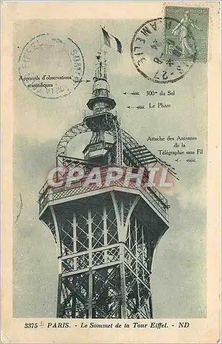 Cartes postales Paris Le Sommet de la Tour Eiffel