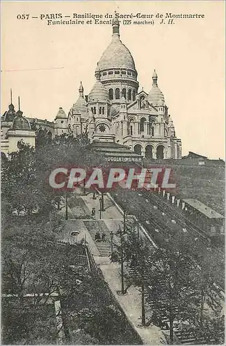 Cartes postales Paris Basilique du Sacre Coeur de Montmartre Funiculaire et Escalier