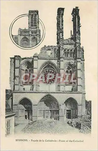 Cartes postales Soissons Facade de la Cathedrale