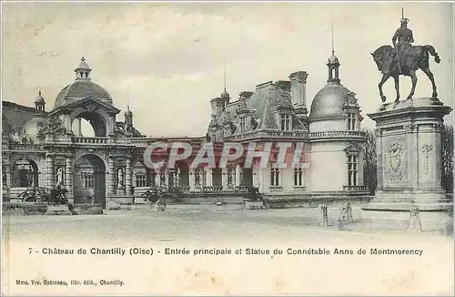 Ansichtskarte AK Chateau de Chantilly Oise principale et Statue du Connetable Anne de Montmorency