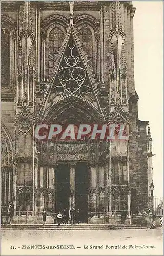 Cartes postales Mantes sur Seine Le Grand Portail de Notre Dame