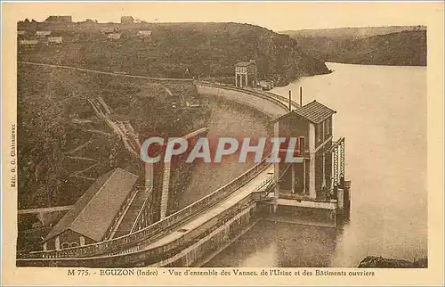 Cartes postales Eguzon Indre Vue d'Ensemble des Vannes de l'Usine et des Batiments ouvriers