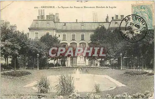 Cartes postales Grenoble Le Square des Postes et Monument Dondart de Lagree