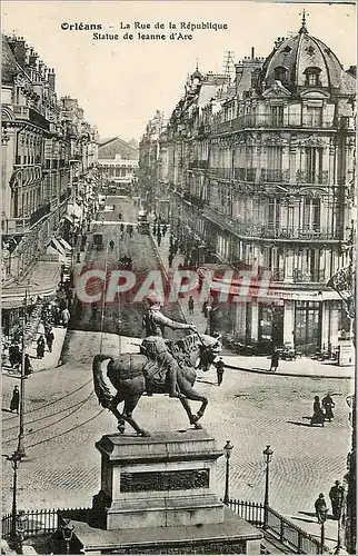 Ansichtskarte AK Orleans La Rue de la Republique Statue de Jeanne d'Arc