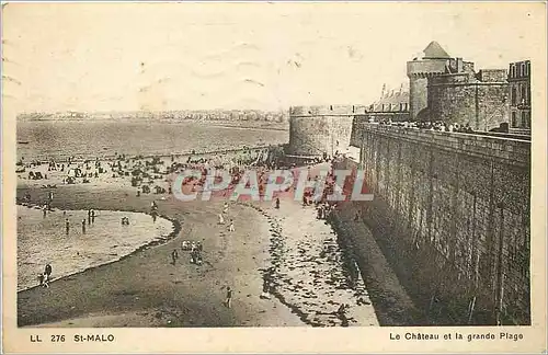 Ansichtskarte AK St Malo Le Chateau et la grande Plage