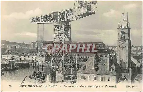 Cartes postales Port Militaire de Brest La Nouvelle Grue Electrique et l'Arsenal