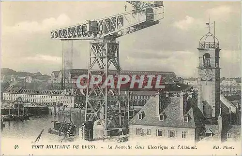 Cartes postales Port Militaire de Brest La Nouvelle Gruc Electrique et l'Arsenal