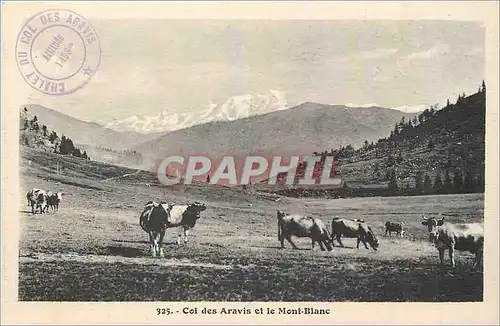 Cartes postales Col des Aravis et le Mont Blanc Vaches