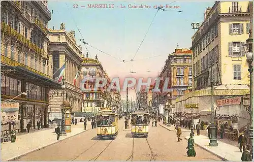 Ansichtskarte AK Marseille La Cannebiere et la Bourse Tramway