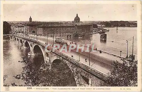 Cartes postales Toulouse Vue Plongeante sur le Pont Neuf et l'Hotel Dieu