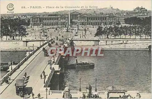 Cartes postales Paris Place de la Concorde et la Seine Bateau