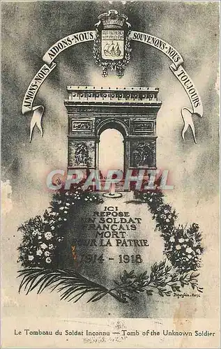 Cartes postales Le Tombeau du Soldat Inconnu Pars Arc de Triomphe