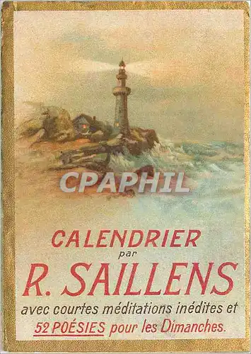 Cartes postales Calendrier par R Saillens avec courtes meditations inedites et 52 poesies pour les Dimanches Pha